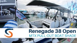 Renegade 38 Open with SureShade MTX PullOut Boat Shade [upl. by Trumaine]