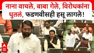 Eknath Shinde speech Vidhan Sabha  नाना वाचले बाबा गेले विरोधकांना धुतलं फडणवीसही हसू लागले [upl. by Hsac]