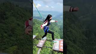 Bungee Jumping With Rope In Beautiful PlaceArent They Afraid travel funny bungee [upl. by Alled]