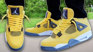 How To Lace Jordan 4s Loosely w ON FEET  Featuring Lightning BEST WAY [upl. by Orlena]