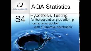 Hypothesis test for Proportion using an exact Binomial distribution [upl. by Ilyah]