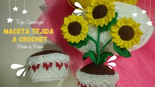 Maceta Tejida a Crochet  Girasol a Crochet [upl. by Aninaj]