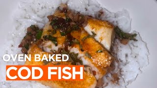 4 INGREDIENTS ONLY SIMPLE OVEN BAKED COD FISH FILLETS  EASY TASTY FISH RECIPE [upl. by Vinny]