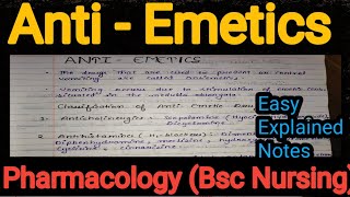 Notes Of Anti  Emetics in Pharmacology in Hindi Bsc Nursing [upl. by Yerrok174]