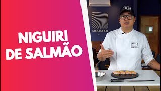 COMO FAZER NIGUIRI DE SALMÃO COM FLOR DE SAL [upl. by Llimaj]