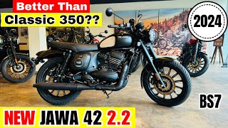 2024 New Jawa 42 22 BS7 Model😍Detailed Review  Mileage  price  Features  Better Than Classic🔥 [upl. by Ranson]