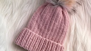 Como tejer un gorro de lana en dos agujas SÚPER FÁCIL para niños teens y adultos 🧶TE VA ENCANTAR [upl. by Merrili]