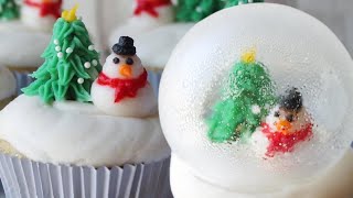 Snow Globe Cupcakes isomalt sugar domes christmascupcakes cupcake cakedecorating cakedecorating [upl. by Cayla]