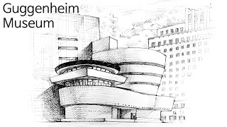 Guggenheim Museum New York  pen drawing [upl. by Essam]