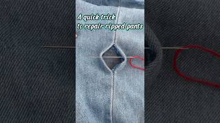 A quick trick to repair ripped pants simple and neat sewingtips [upl. by Christel]