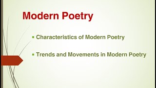 𝑴𝒐𝒅𝒆𝒓𝒏 𝑷𝒐𝒆𝒕𝒓𝒚 𝑪𝒉𝒂𝒓𝒂𝒄𝒕𝒆𝒓𝒊𝒔𝒕𝒊𝒄𝒔 𝒐𝒇 𝑴𝒐𝒅𝒆𝒓𝒏 𝑷𝒐𝒆𝒕𝒓𝒚 𝑻𝒓𝒆𝒏𝒅𝒔 𝒂𝒏𝒅 𝑴𝒐𝒗𝒆𝒎𝒆𝒏𝒕𝒔 𝒊𝒏 𝑴𝒐𝒅𝒆𝒓𝒏 𝑷𝒐𝒆𝒕𝒓𝒚 [upl. by Abdu]