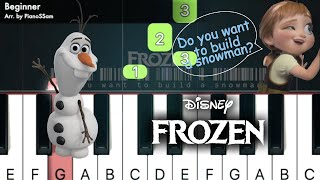 Beginner Do you want to build a snowman  Frozen  Piano Tutorial with Finger Numbers [upl. by Hairem]