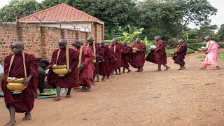 Buddhism in Uganda Africa Alms Round Pindapata  An Ancient Tradition in Buddhism [upl. by Nivlek]