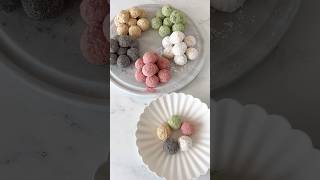 Cute and easy snowball cookies in 5 flavors🍡🌟 Matcha yogurt strawberry black sesame injeolmi [upl. by Godfree]