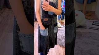 Repurposed utility dark gray denim apron with blue pockets Sold [upl. by Enneirb3]