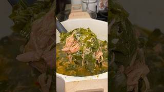 Collard Greens W Smoked Turkey Tails😮‍💨 trending cooking food [upl. by Brightman]