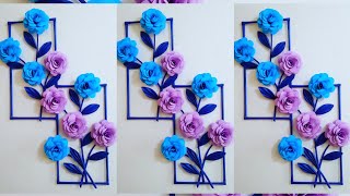 A4 nirmana  How to make beautiful paper flowers wall hanging  wall decoration  biththi sarasili [upl. by Eleik]