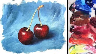 Oil Painting Basics Tutorial For Beginners  Realistic Cherries [upl. by Ahsiken]