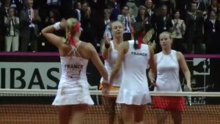 Team France celebrates reaching Fed Cup Final [upl. by Nazarius]