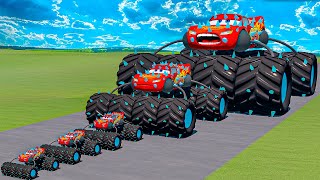 Big amp Small Long Bus Spiked Lightning McQueen Thorns vs Car Crasher Ships  BeamNGdrive [upl. by Olivie]