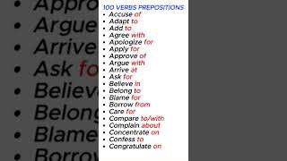 100 Verbs Prepositions in English english learningenglishanytipsforbeginners [upl. by Kurtzig490]