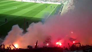 Gladbach  1 FC Köln  Gästeblock vor dem Anpfiff Pyro HD 10042011 [upl. by Westphal]