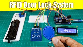 RFID door lock access control system  How to make an RFID door lock system using Arduino [upl. by Nnaarual]