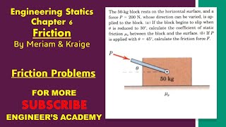 Calculate the coefficient of static friction  Chapter 6 Friction  Engineers Academy [upl. by Flossi]