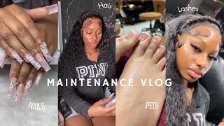 MAINTENANCE VLOG HAIR NAILS LASHES amp MAKE UP [upl. by Anehs280]