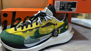 Nike x sacai VaporWaffle Tour Yellow黃綠unboxingon feet [upl. by Nazus798]