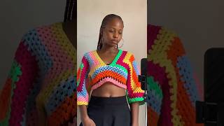 CROCHET GRANNY SQUARE CROP TOP☺️🧶crochet crochettops grannysquare [upl. by Juli469]