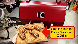 Frozen Burritos Wrapped in Bacon  ZGrills 10502B Pellet Smoker  Awesome [upl. by Gagnon]