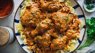 Hungarian Chicken Paprikash Recipe [upl. by Neelasor]