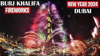 Burj Khalifa New Year 2024 Fireworks Dubai 2023 4k [upl. by Ahsiekram]