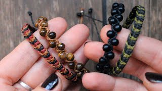 ➤Pulseras para hombre fáciles con hilo o cuentas★Macrame [upl. by Ytsirhk]