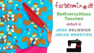 Reißverschluss Taschen in Jacke einnähen [upl. by Einej563]