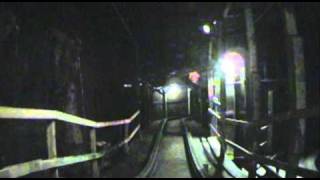 The Underground Wooden Roller Coaster Dark Ride Lights On Front Seat POV Adventureland [upl. by Ormsby]