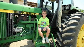 Kids Playing on The Farm with Real Tractors and Kids Trucks Compilation  Tractors for kids [upl. by Annayi473]