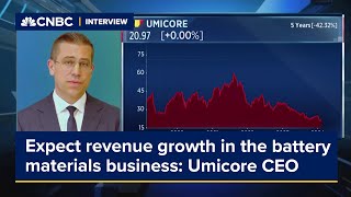 Umicore CEO says he expects revenue growth in the battery materials business [upl. by Kristof]