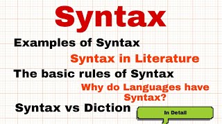 Syntax Syntax in Linguistics Syntax in Literature Syntax Vs Diction Rules of Syntax [upl. by Leinad]