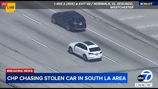 CHP chase stolen car in South Los Angeles area [upl. by Raquela]