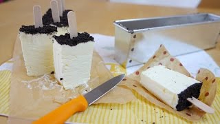 Easy Oreo Cheesecake Ice Cream Bars 型に流し込んで冷凍して切り分けるだけのチーズケーキアイスバー [upl. by Margareta]