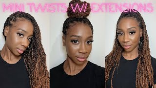 EASY DIY MINI TWISTS W EXTENSIONS HUMAN HAIR  eayonhairstore [upl. by Yboj255]