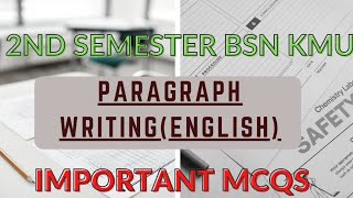 paragraph writing kmu bsn English mcqs bsn dpt Ahs second semester English mcqsnursing English [upl. by Thill374]