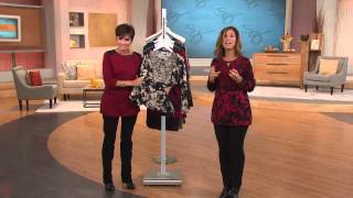 Susan Graver Liquid Knit Printed Tunic with Beaded Keyhole Detail with Nancy Hornback [upl. by Innig]