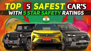 Top 5 Safest Car In India 2024  CARS With Full Safety 5 Star RATING😱What Is NCAP Rating rambocars [upl. by Nilyac]