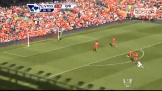 Jamie Carragher INCREDIBLE SHOT ALMOST GOAL vs QPR 19052013 [upl. by Eyllib]