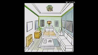 How to draw a room interior in 1 point perspective [upl. by Westphal726]