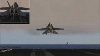 FLIGHT SIM  f18 landing on ship View from FRONT of the carrier [upl. by Joellyn]