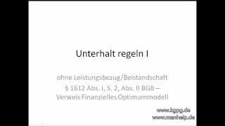 Unterhalt Kindesunterhalt Betreuungsunterhalt  02 I KGPG [upl. by Suzann]